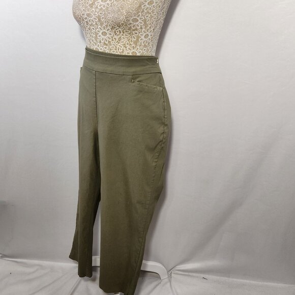Chico's Women's SZ 3/16  Olive Green Pull On Front Pockets Cropped Pants Stretch - Picture 5 of 15